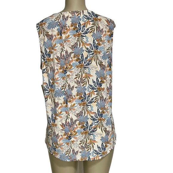 New Cure Blouse Top Women's 1XL Neutral Colorful Floral Sleeveless Soft Stretch - Picture 7 of 10
